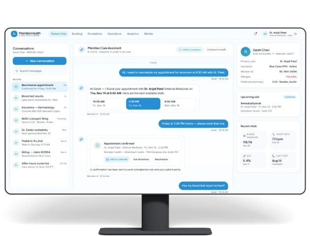 Healthcare Clinic AI Support Agent Case Study Screenshot 1